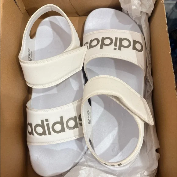adidas White Kids Dual-Strap Sport Sandals - Picture 1 of 2